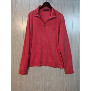 Ralph Lauren Sweater Mens XXL Red Casual Quarter Zip Pullover Sweatshirt Pony